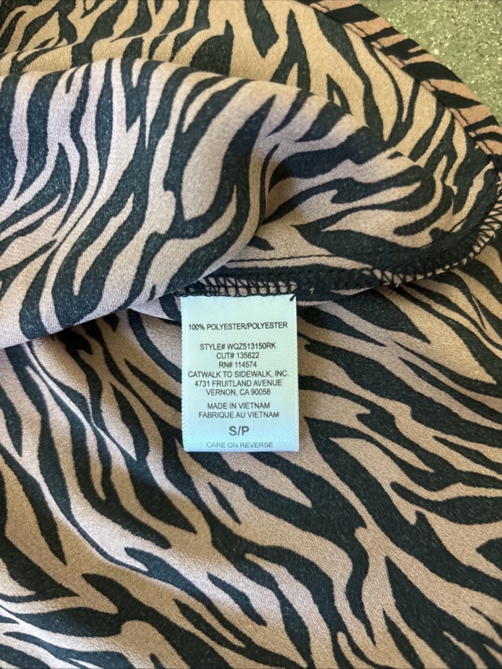 Pleione Mauve and Black Zebra Print Button-Up Blouse - Picture 6 of 9